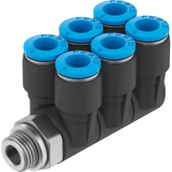 Коллектор цанговый поворотный с шестью выходами Festo QSLV6-G1/8-4